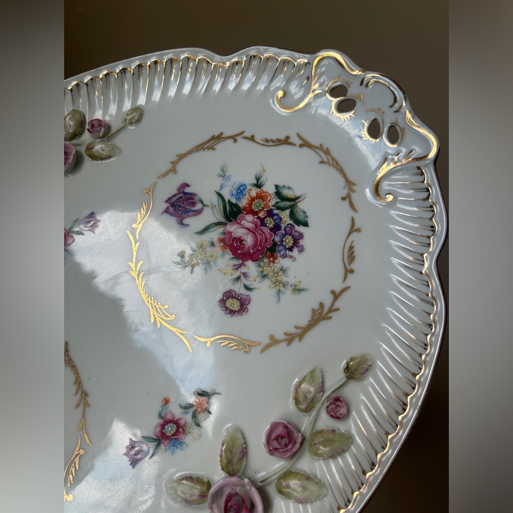 Vintage Large 16” Hand Painted Porcelain Ceramic Perfume Tray Made in Germany - Picture 8 of 13
